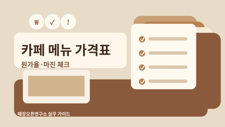 카페 메뉴 가격표 만드는 법: 원가율·마진·세트 구성 체크리스트 14가지