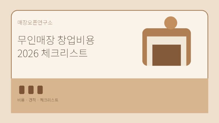 무인매장 창업비용 2026: 업종별 초기비용·수수료 체크리스트